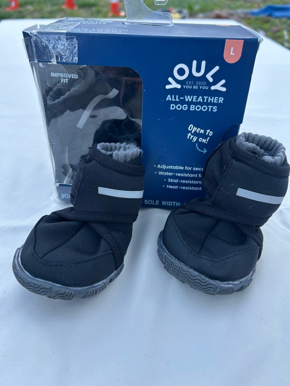 Youly All-Weather Black Dog Boots - Large